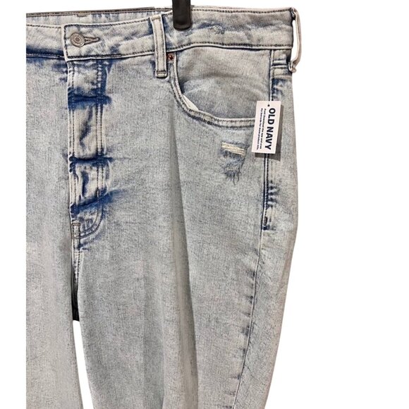 Old Navy Women's High-Waisted Distressed Light Wash Straight-Leg Jeans Size 18 - Picture 5 of 12